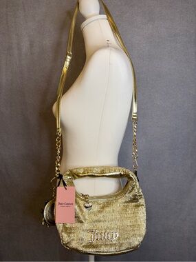 Juicy Couture Gold Metallic Mini Hobo Shoulder Bag NWT Y2K Glam Charm $99 MSRP